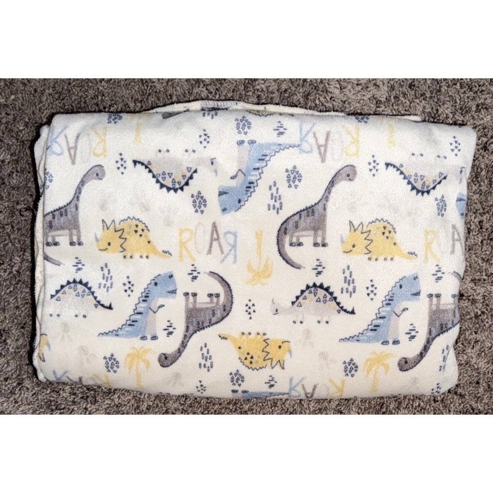 Chick Pea Sherpa Fleece Baby Blanket Dinosaurs Blue & Yellow‎ 30"x40"